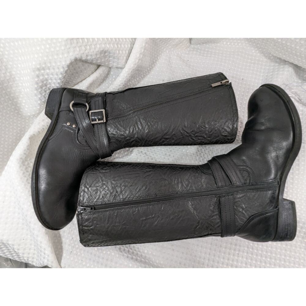 GIANNI BINI! ULTRA MOTO/BIKER STYLE HEAVY BLACK GENUINE LEATHER BOOTS! SZ 10M - Picture 7 of 11